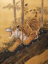 A TALL SIX PANEL JAPANESE TIGER SCREEN, EARLY-MID 20TH CENTURY