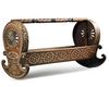 AN OTTOMAN HARDWOOD MOTHER-OF-PEARL AND SILVER WIRE-INLAID CRADLE, TURKEY, 19TH CENTURY