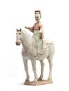 A Chinese painted pottery equestrian