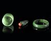 THREE CHINESE SPINACH JADE OBJECTS, 20TH CENTURY