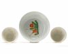 A Chinese famille verte 'goldfish' bowl and a pair of 'goldfish' cups