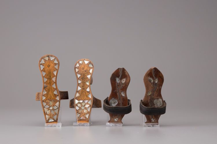 Two pairs of children sized hammam shoes