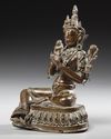 A SINO-TIBET BRONZE SEATED FIGURE OF TARA, 17TH CENTURY
