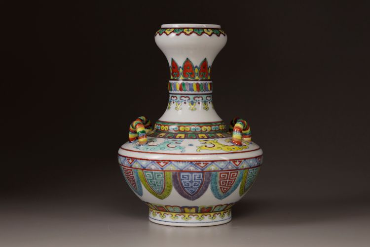 A polychrome porcelain vase