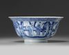 A Chinese blue and white 'Romance of the Western Chamber' 'klapmuts' bowl