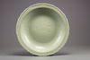 A LARGE CHINESE CELADON GLAZED DISH, MING DYNASTY (1368-1644) OR LATER