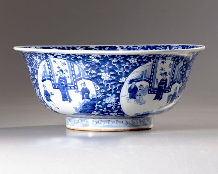 A large Chinese blue and white bowl