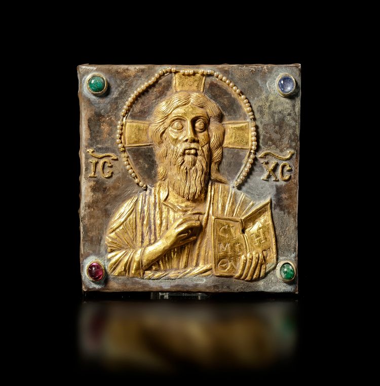 EARLY MEDIEVAL SILVER-GILDED ICON OF JESUS CHRIST, 12TH TO 13TH CENTURY A.D.