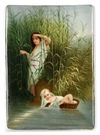 A KPM PORCELAIN PLAQUE "MOZES IN THE RIVER"