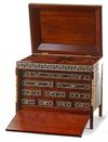 AN OTTOMAN TORTOISE AND MOTHER- OF- PEARL INLAID WOODEN BOX,  19TH CENTURY