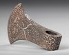A SILVER INLAID METAL AXE HEAD, 20TH CENTURY