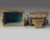 A Chinese cloisonné enamel Islamic-market censer and cover, fang ding