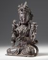 A CHINESE GILT LACQUERED BRONZE GUANYIN