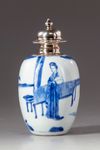 A Chinese blue and white silver mounted jar