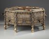 A LARGE MAMLUK REVIVAL SILVER INLAID BRASS DOMED INCENSE BURNER, EARLY 20TH CENTURY