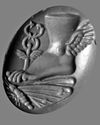 A ROMAN INTAGLIO IN AMETHYST WITH A FOOT OF MERCURY AND BUTTERFLY MOUNTED IN A 19TH CENTURY RING, INTAGLIO 1ST CENTURY BC-AD