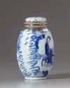A blue and white silver mounted jar and cover