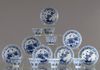 Seven Chinese blue and white cups and saucers