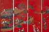 A CHINESE RED SIX-LEAF SCREEN, LATE 19TH CENTURY