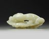 A large Chinese white jade ‘squirrel and grapes’ carving