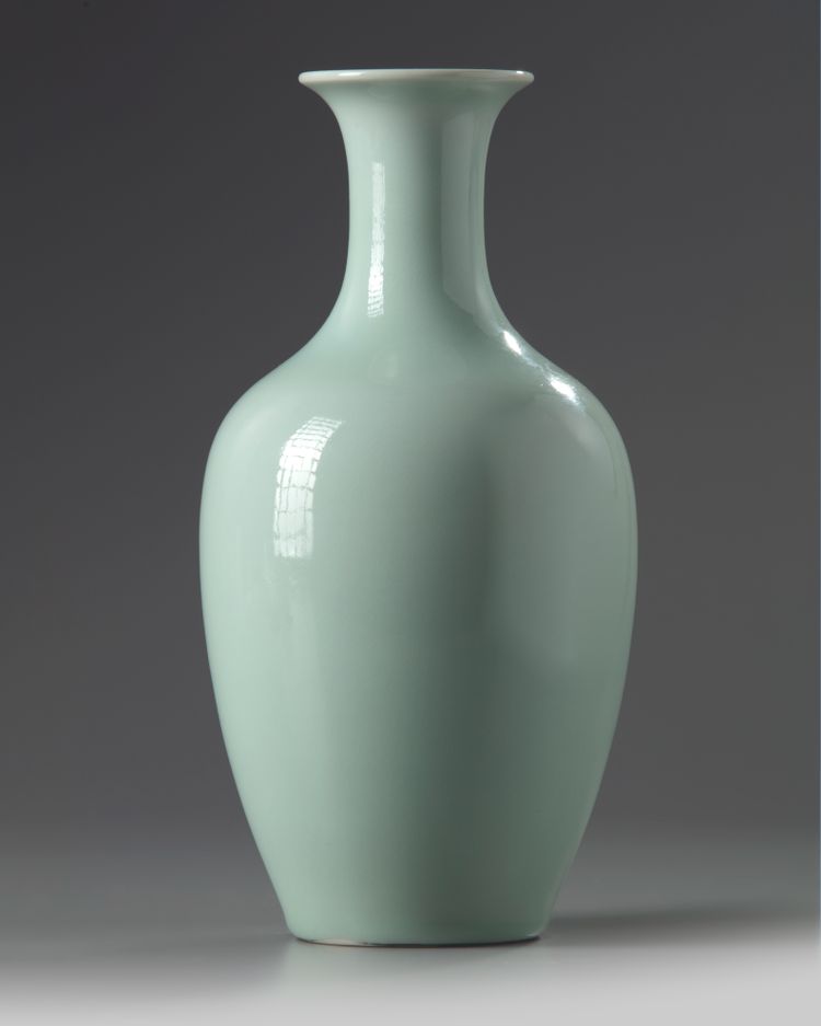 A Chinese pale celadon-glazed slender vase