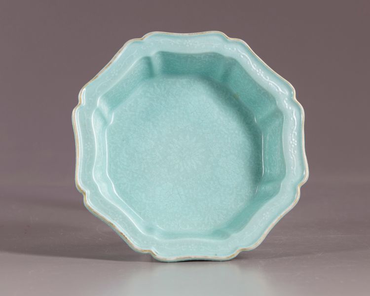 A Chinese fiolate sky-blue dish