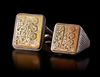 TWO AGATE SEAL SILVER RINGS