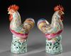 A PAIR OF CHINESE FAMILLE ROSE PORCELAIN ROOSTERS, 18TH CENTURY