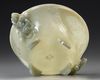 A CHINESE CELADON JADE 'POETIC' TWIN HANDLED BOWL, QING DYNASTY (1644-1911)
