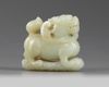 A Chinese celadon jade qilin