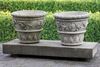 A PAIR OF COMPOSITION STONE GARDEN URNS IN LATE 18TH CENTURY TASTE, SECOND HALF 20TH CENTURY