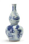 A Chinese blue and white double-gourd vase