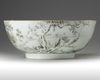 A Chinese grisaille-decorated 'hundred birds' punch bowl