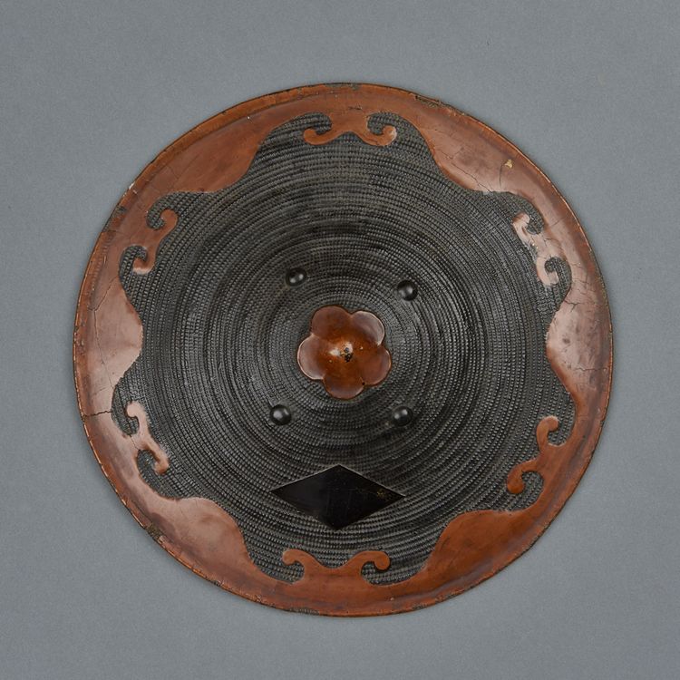 Wickerwork lacquered samurai hat (jingasa)