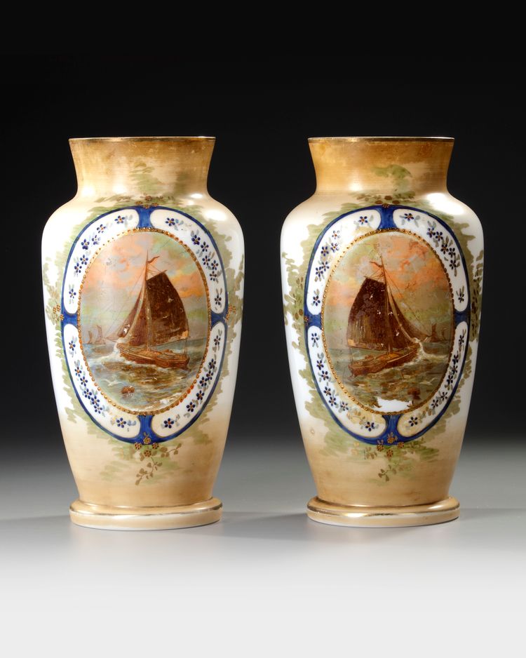 A PAIR OF OPALINE VASES, FRENCH, 19TH CENTURY