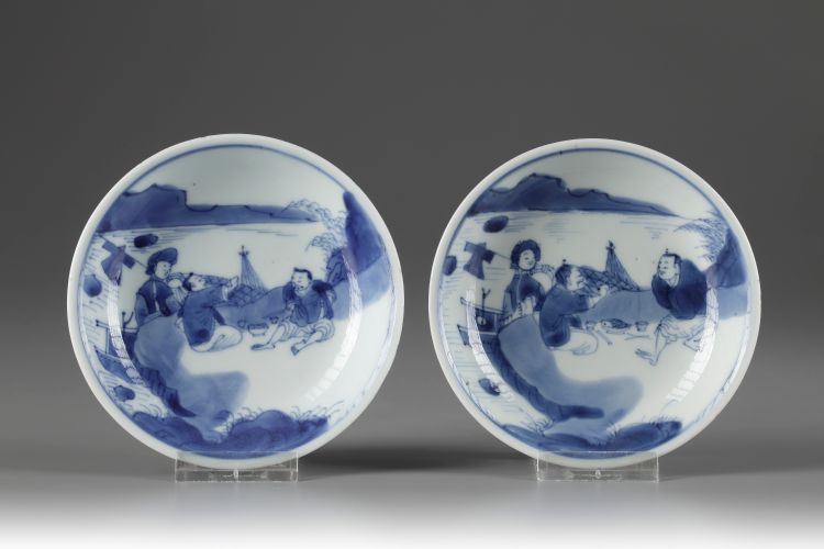 Two Blue and White Saucers