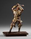 A BRONZE JAPANESE STATUE OF A SAMURAI,  MEIJI PERIOD (1868-1912)