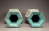 A pair of hexagonal famille rose vases