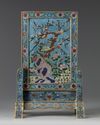 A Chinese cloisonné enamel ‘magpie and prunus’ table screen