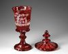 A BOHEMIAN RED GLASS GOBLET, LATE  19TH CENTURY