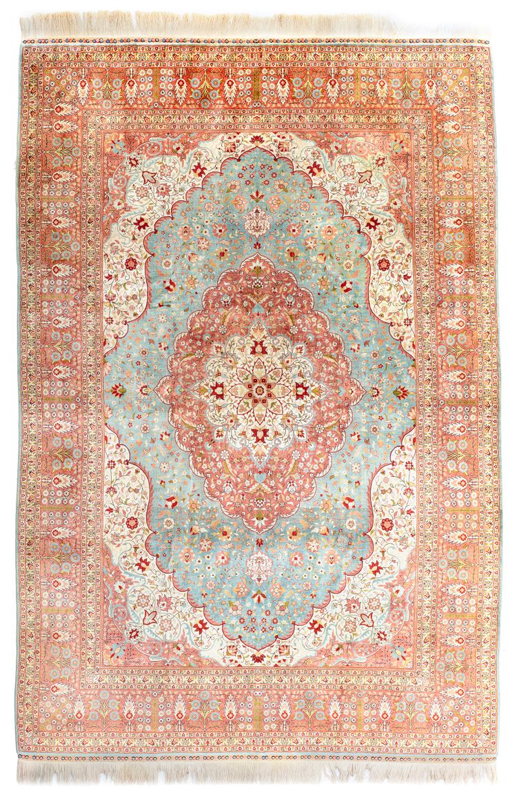 A FINE HEREKE SILK CARPET, TURKEY, 1980