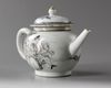 A Chinese en grisaille-decorated 'L'amour et Le Badinage' teapot and cover