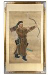 A LARGE CHINESE PAINTING OF A MANCHU ARCHER, 19TH CENTURY