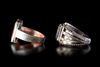 TWO AGATE SILVER RINGS