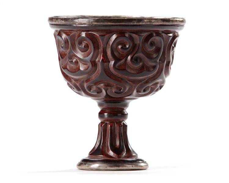 A CHINESE TIXI LACQUER STEM CUP, MING DYNASTY, 15TH OR 16TH CENTURY