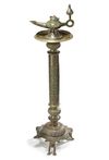 AN ISLAMIC OPENWORK OIL LAMP AND STAND, CENTRAL ASIA, 12TH-13TH CENTURY
