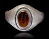 AN AGATE SEAL SILVER RING