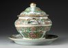 A CANTONESE FAMILLE ROSE TUREEN, COVER AND STAND, 19TH CENTURY