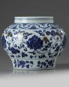A Chinese blue and white ‘scrolling lotus’ jar