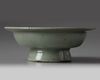A Korean celadon-glazed carved stem dish